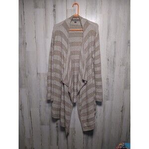Barefoot Dreams Bamboo Chic Lite Cardigan Beige Stripes Size 2X